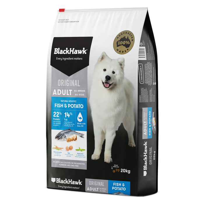 BLACK HAWK DOG FISH AND POTATO