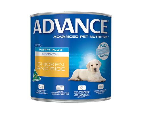 ADVANCE PUPPY PLUS GROWTH CHICKEN AND RICE 12 X 700G TINS
