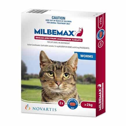 MILBEMAX CAT 2 TABS OVER 2KG BODY WEIGHT