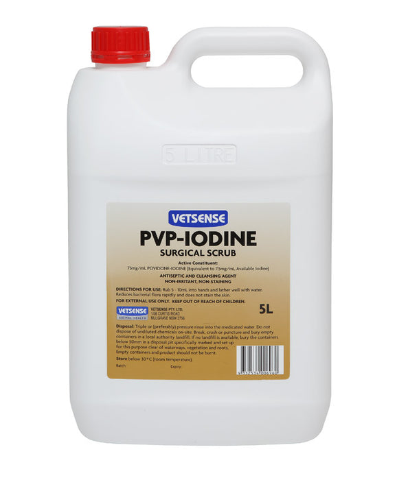 VETSENSE PVP IODINE SCRUB 5L