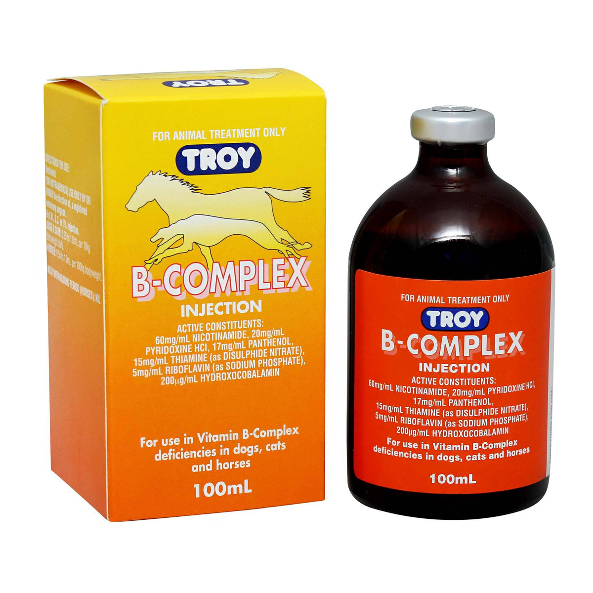 TROY B-COMPLEX INJECTION 100ML EquinePlus Supplies TROY B-COMPLEX INJECTION 100ML EquinePlus Supplies